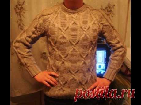 Мужской пуловер спицами с рукавом "реглан" Часть 3. Men's sweater knitting