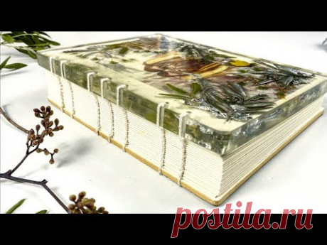 КОПТСКИЙ ПЕРЕПЛЕТ с нуля + ОБЛОЖКА из СМОЛЫ 💗 Anne With An &quot;E&quot; SketchBook DIY