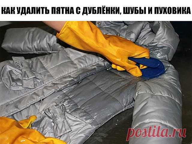 КАК УДАЛИТЬ ПЯТНА С ДУБЛЁНКИ, ШУБЫ И ПУХОВИКА.