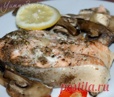 Лосось с грибами запеченный в фольге - пошаговый рецепт с фото