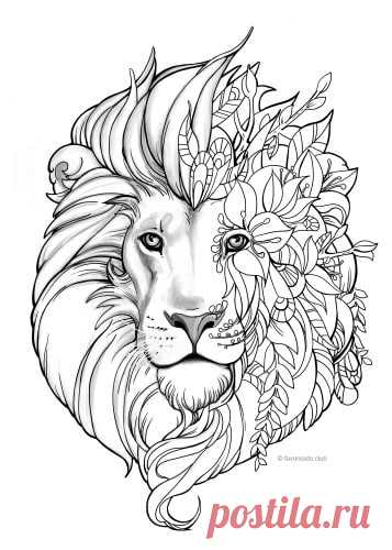León de fantasía - Favoreads Coloring Club