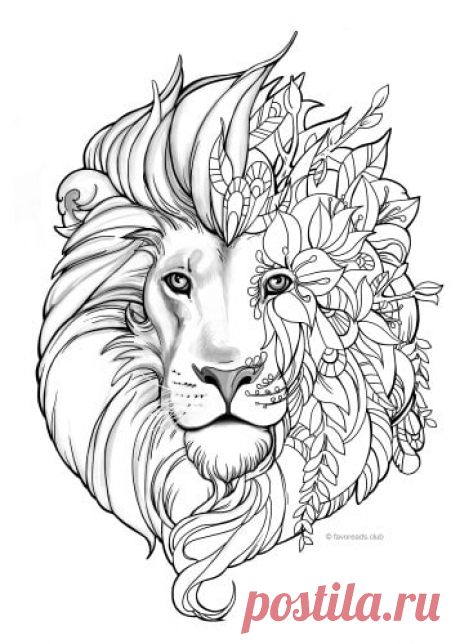 León de fantasía - Favoreads Coloring Club