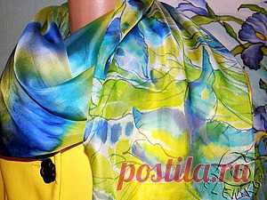 Stole "Blue Iris" in the technique of cold batik - Fair Masters - handmade, handmade