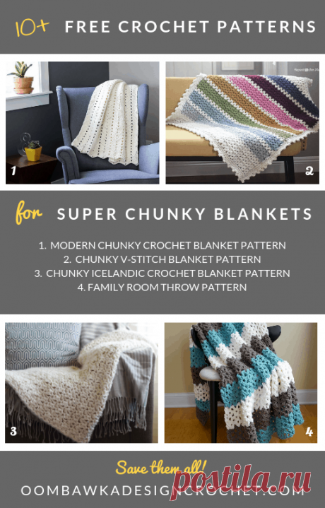 Try these Free Super Chunky Crochet Blanket Patterns! These Super Chunky Crochet Blanket Patterns are quick to crochet and perfect for snuggling into! They also make great last minute gifts for family and friends because they work up so much faster than a regular blanket. 