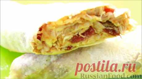 Рецепт: Пицца-ролл (быстрая пицца из лаваша) на RussianFood.com