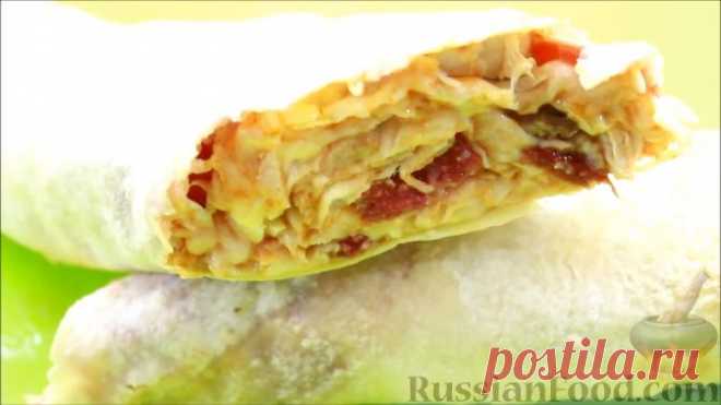 Рецепт: Пицца-ролл (быстрая пицца из лаваша) на RussianFood.com