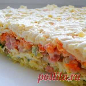 Слоеный салат с грибами и ветчиной - BestCook