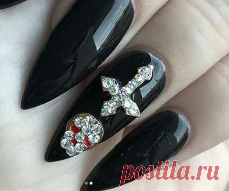 @gothicdreamers в Instagram: «💀✝🌹 by:@sashamassacre . . . . . .#nails #manicure #style #stylish #skull #cross #dark #darkness #black #fashion #glamour #aesthetic…»