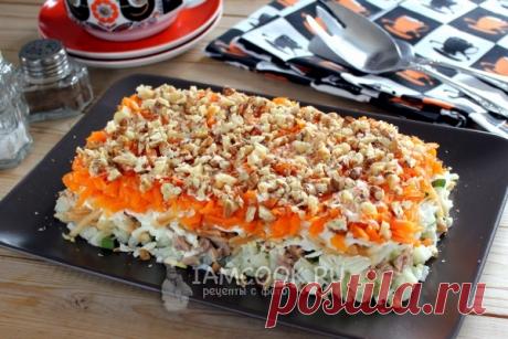 Салат «Старая гавань» — рецепт с фото пошагово + отзывы. Как приготовить слоеный рыбный салат с печенью трески слоями? Рецепт салата «Старая гавань». Для приготовления салата понадобится: — печень трески консервированная – 1 банка; — картофель – 3 шт.; — яйца – 3 яйца; — морковь – 2 шт.; — лук репчатый – 1 шт.; — огурцы маринованные – 3 шт. (маленькие); — майонез – по вкусу; — соль – по вкусу. Салат «Старая Гавань» с печенью трески. Рецепт приготовления пошагово. Подготовьте ингредиенты. Вымой…