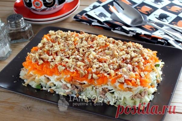 Салат «Старая гавань» — рецепт с фото пошагово + отзывы. Как приготовить слоеный рыбный салат с печенью трески слоями? Рецепт салата «Старая гавань». Для приготовления салата понадобится: — печень трески консервированная – 1 банка; — картофель – 3 шт.; — яйца – 3 яйца; — морковь – 2 шт.; — лук репчатый – 1 шт.; — огурцы маринованные – 3 шт. (маленькие); — майонез – по вкусу; — соль – по вкусу. Салат «Старая Гавань» с печенью трески. Рецепт приготовления пошагово. Подготовьте ингредиенты. Вымой…