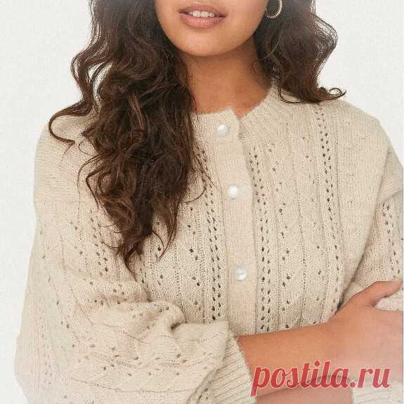 Ажурный кардиган на пуговицах из коллекции бренда JDY (Схема узора бесплатно) - Вяжем вместе! | Boosty