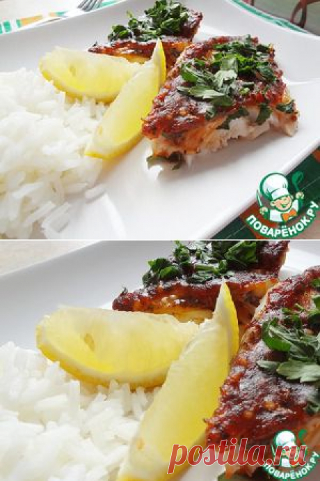 Морской окунь под томатной корочкой - кулинарный рецепт