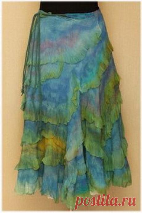 Валяем юбку с запахом &quot;В утреннем тумане&quot; - Ярмарка Мастеров - ручная работа, handmade