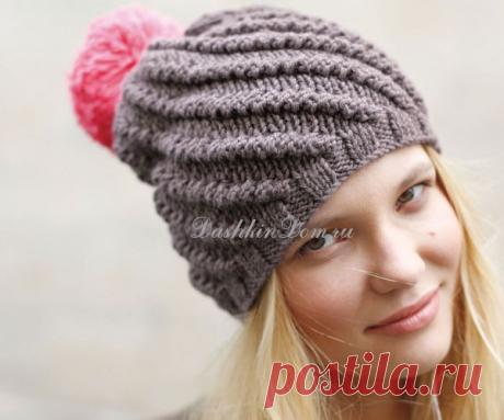 &gt;Вязаная шапочка со спиралевидным узором