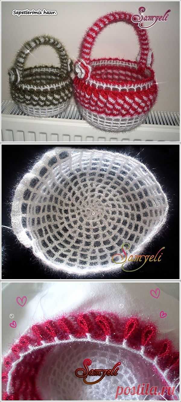 Корзиночка многофунциональная, связанная крючком..