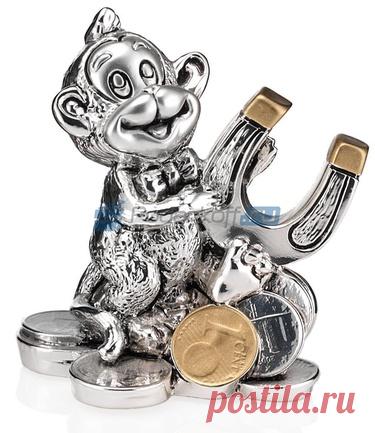 Символ 2016 года. Статуэтка "Обезьянка с подковой", посеребрение купить за 2820 руб.