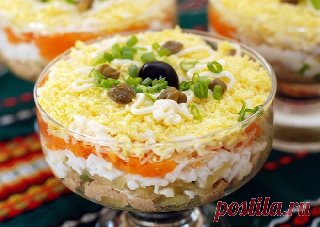 Салат слоёный «Печёнкин». Слоеный салат с куриной печенью – кулинарный рецепт с фото, как приготовить на Вкусно Дома