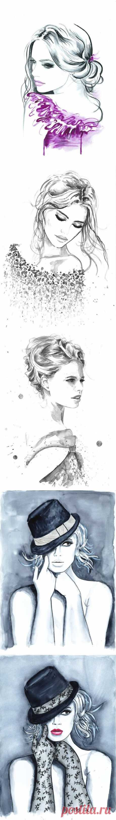 Natalia Turea/Наталья Туря (Чехия). Женские образы в акварели..