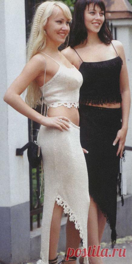 Вязаный топ и вязаная юбка – Белое и черное!