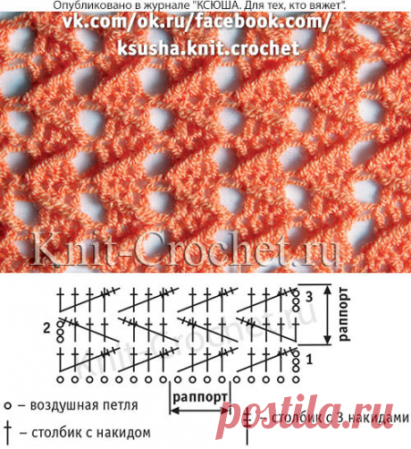 Ажурный узор для вязания крючком.