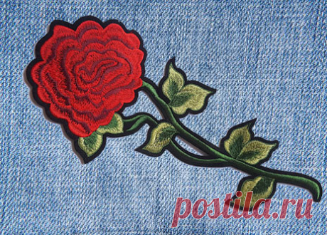 Red Rose Flower Embroidered Patch Applique Iron On Red by KBazaar