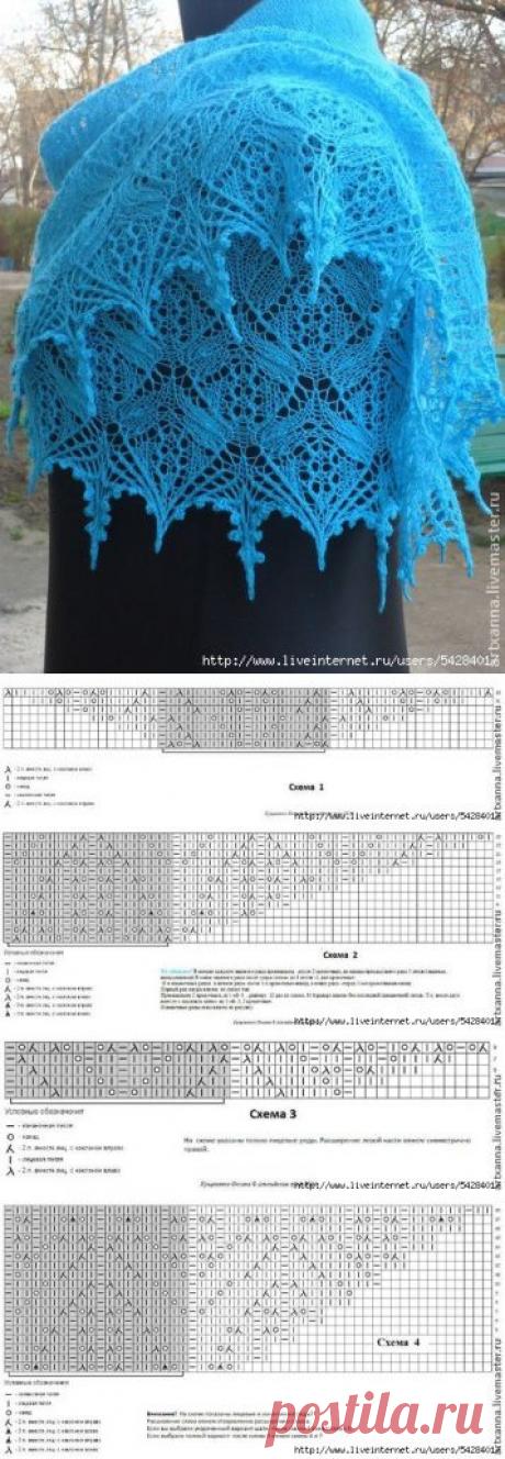 Шаль &quot;Альпийские луга&quot;. Работа из интернета. / Вязание спицами / Вязание для женщин спицами. Схемы