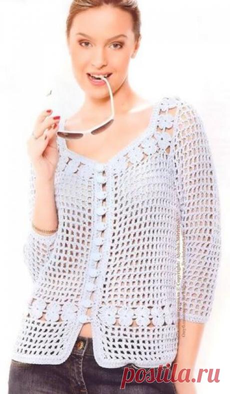 «Белая ажурная кофта на весну вязанная крючком. » — карточка пользователя lubovshatilo в Яндекс.Коллекциях
