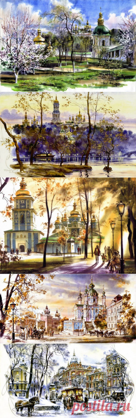 Городской пейзаж| Старый Киев и Киев современный… Прекрасные виды и талантливая реконструкция.Художник Сергей Брандт