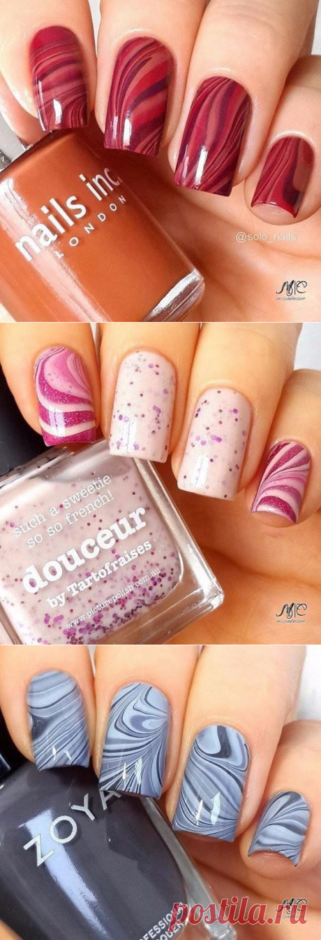 Примеры водного маникюра.