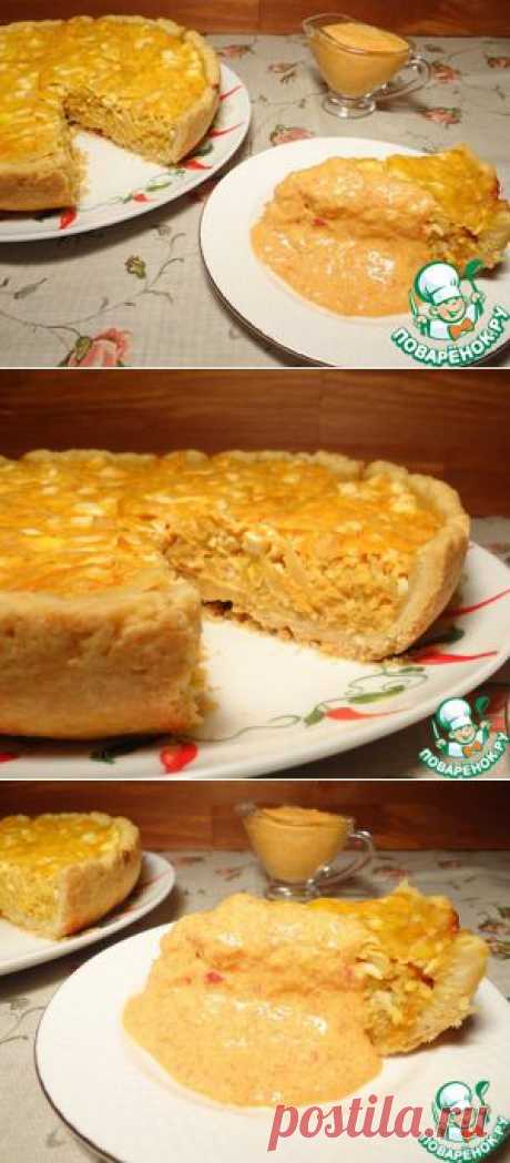 Пирог с квашеной капустой и соусом из сладкого перца - кулинарный рецепт