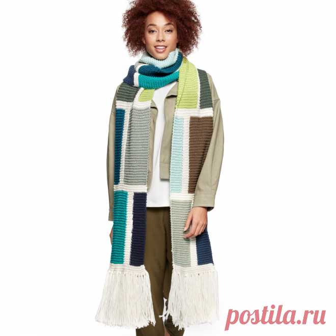 Вязаный шарф с цветными блоками - WEKNIT