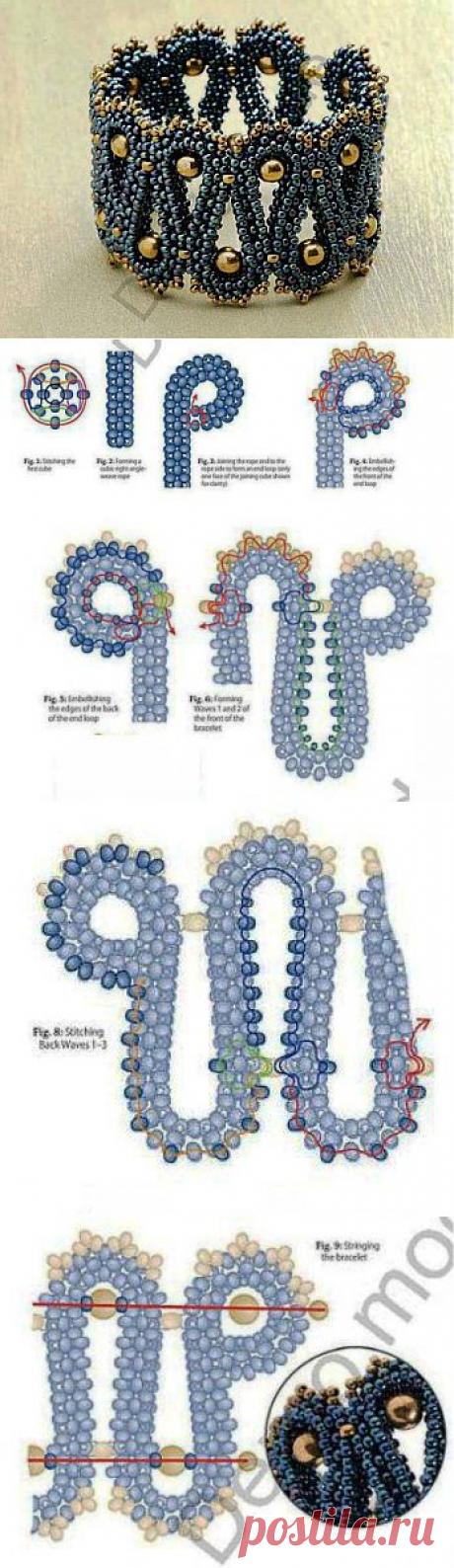 Браслет из бисера &quot;Ритм моря&quot;