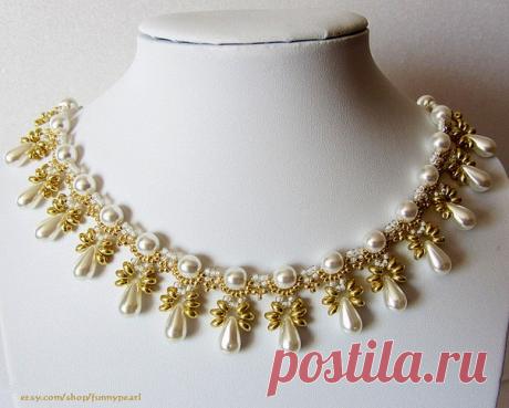 Схемы несложных колье сделать своими руками Схемы несложных колье - handmade из бисера и бусин. Схема очень милого  и не сложного колье. И еще  несколько схем простых  в плетении, но симпатичных кольешек. Все зависит от подбора бусинок и бисера.