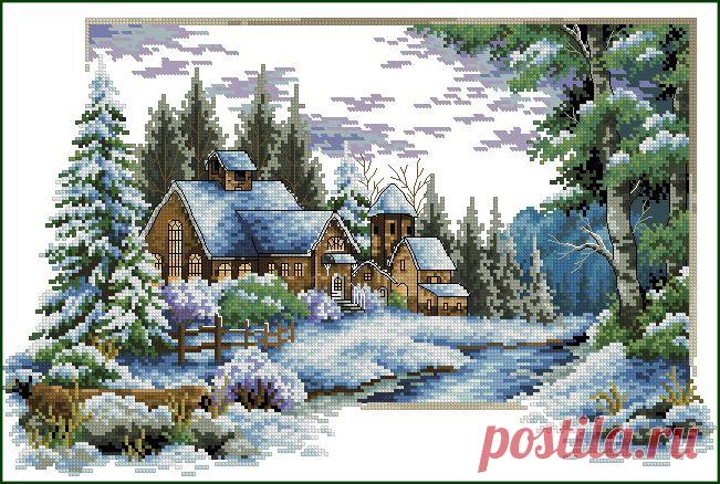 Схема вышивки "Зимний переулок"