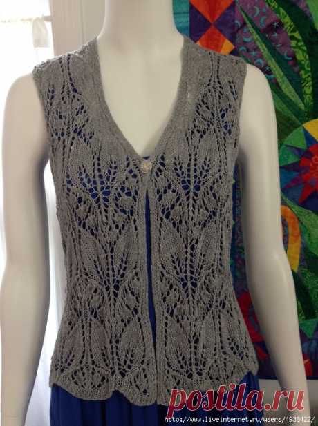 Роскошный летний ажурный жилет для женщин спицами - Lily of The valley Vest by Jeri Riggs.