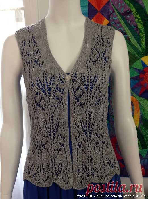 Роскошный летний ажурный жилет для женщин спицами - Lily of The valley Vest by Jeri Riggs.