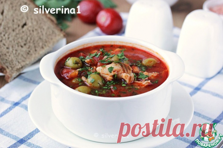 Томатный суп с рыбой и оливками Кулинарный рецепт
