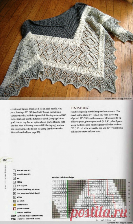 Ажурная шаль спицами
