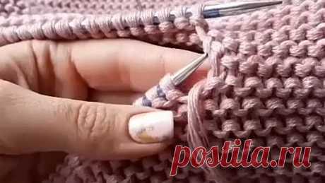 Соединение иглой по открытым петлям в платочной вязке