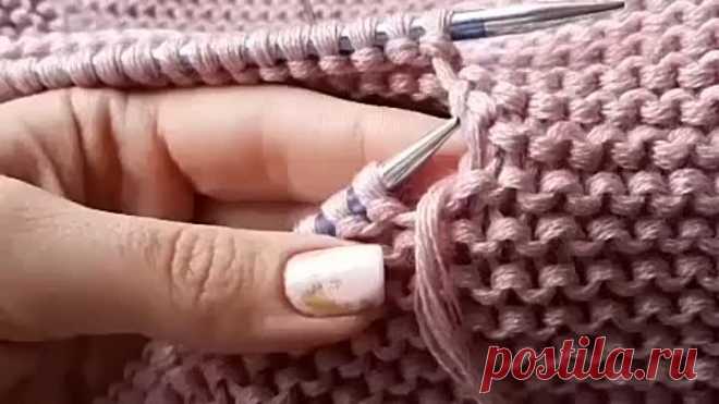 Соединение иглой по открытым петлям в платочной вязке