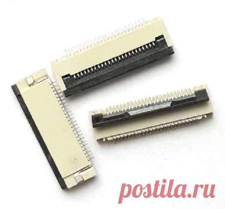 Разъем 24 pin для FFC FPC шлейфов с фиксатором, нижние контакты, шаг 0,5 мм купить Купить SMD гнездо 24 контакта для FFC FPC плоских шлейфов  ноутбуков с защелкой Flip Lock, нижние контакты, с шагом 0,5 мм.