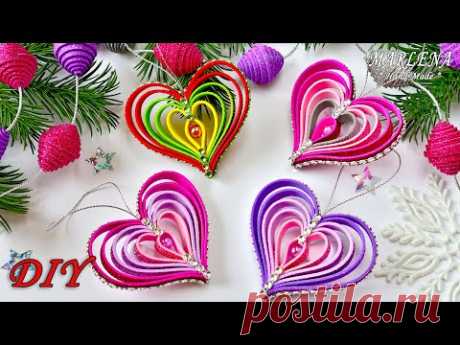 💕СЕРДЕЧКИ из глиттерного фоамирана 💕 Игрушки на елку 🎄 своими руками