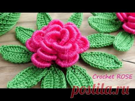 Beautiful and very easy to crochet ROSE FLOWER for beginners 🌺 ВЯЗАНИЕ КРЮЧКОМ цветы РОЗОЧКИ