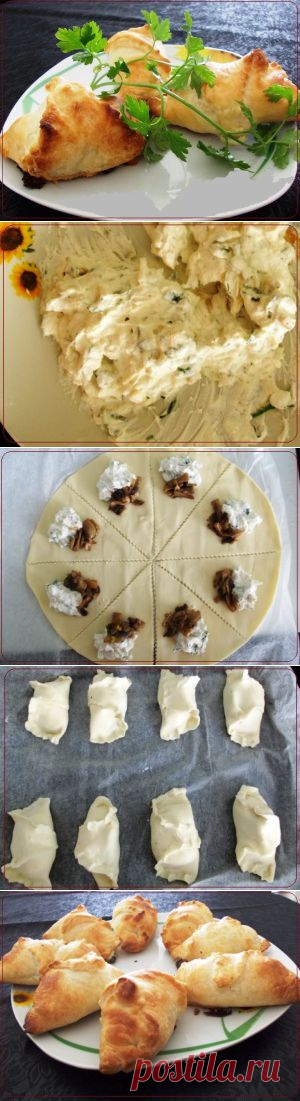 Конвертики с творогом и шампиньонами | Рецепты вкусно