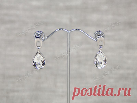 Серьги с прозрачным кристаллом Swarovski