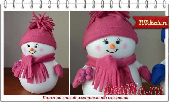 Простой способ изготовления снеговика » Дизайн & Декор своими руками