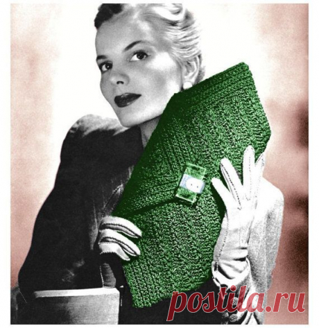 (412) Vintage Crochet Pattern 1940s Envelope Purse Diamond Clutch Handbag Digital Download PDF