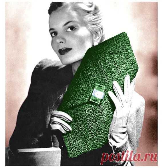 (412) Vintage Crochet Pattern 1940s Envelope Purse Diamond Clutch Handbag Digital Download PDF