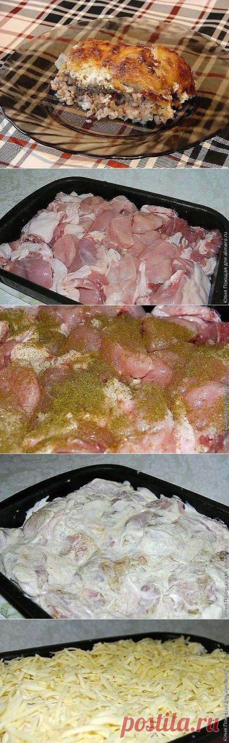 Курица, запеченная с гречкой
