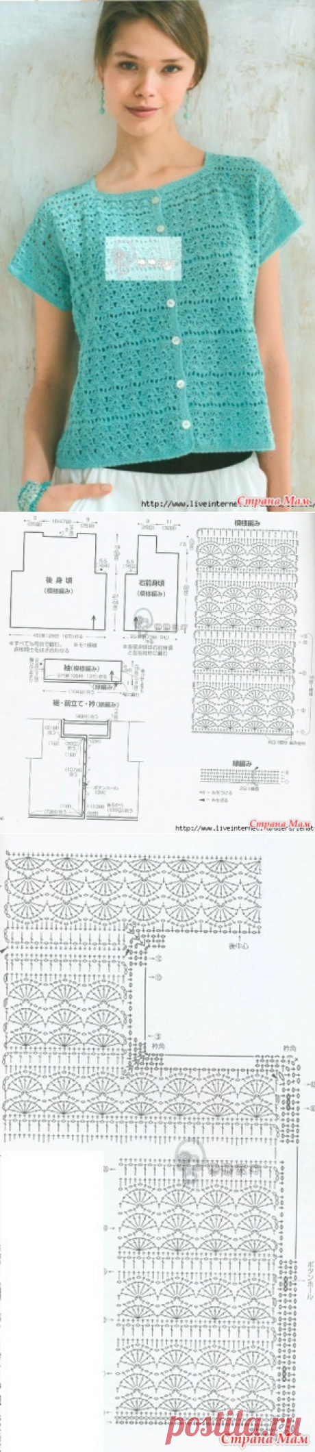 Летний ажурный жакет. Крючок. - ВЯЗАНАЯ МОДА+ ДЛЯ НЕМОДЕЛЬНЫХ ДАМ - Страна Мам